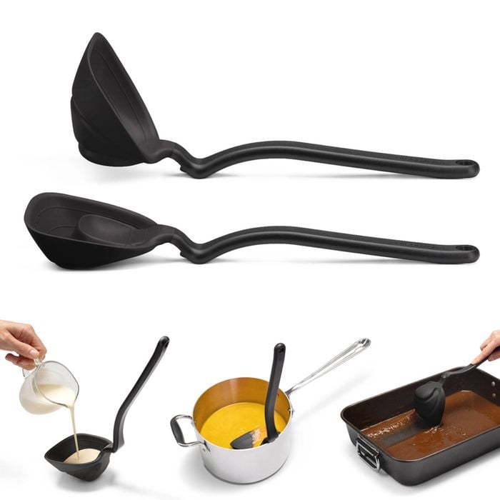 Dreamfarm Fladle Fold-Flat Silicon Measure/Scrape/Serve/Cooking Soup Ladle Black