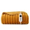 Dreamaker Cirra Chunky Embossed Fleece Heated Throw Mustard Gold 130 X 160cm | Overheat Protection & Washable