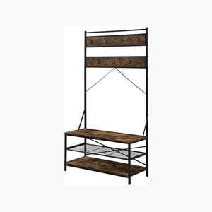IHOMDEC 3 Tier Entryway Coat Shoe Rack and Storage Shelves Brown