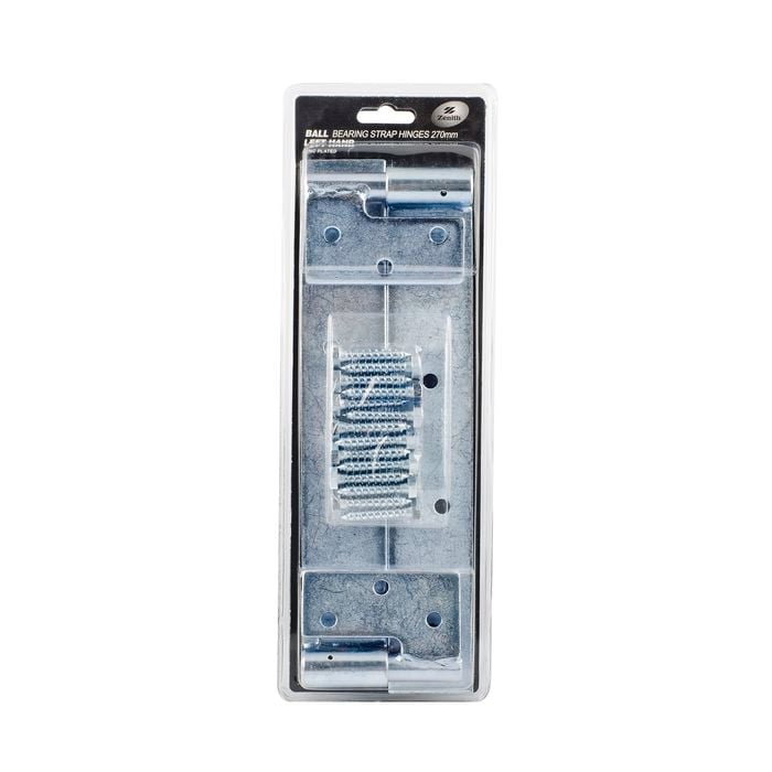 Zenith 270mm Zinc Plated Left Hand Ball Bearing Strap Hinge - 2 Pack