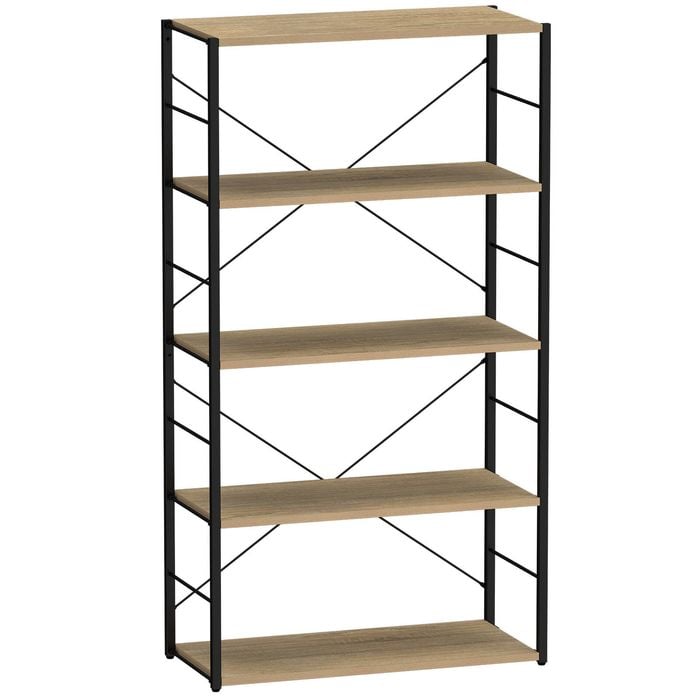 Flexi Storage Studio 800 x 1475 x 360mm Black and Oak Silhouette 5 Shelf Starter Kit