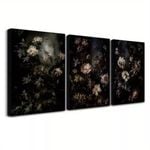 3pcs Vintage Floral Print 100% Australian Made 3 x 40x60cm  (Stretched)