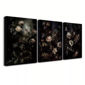 3pcs Vintage Floral Print 100% Australian Made 3 x 40x60cm  (Stretched)