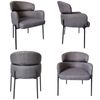 Bribrion X4 Dining Chair With Armrest Armchair Living Room Linen Grey