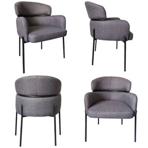 Bribrion X4 Dining Chair With Armrest Armchair Living Room Linen Grey