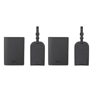 2PK Kate Hill Passport Holder Wallet & Adjustable ID Luggage Tag Gift Set Black