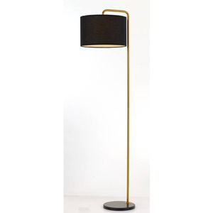 Telbix Ingrid Modern Standing Floor Lamp Light Marble Metal Fabric Black Gold