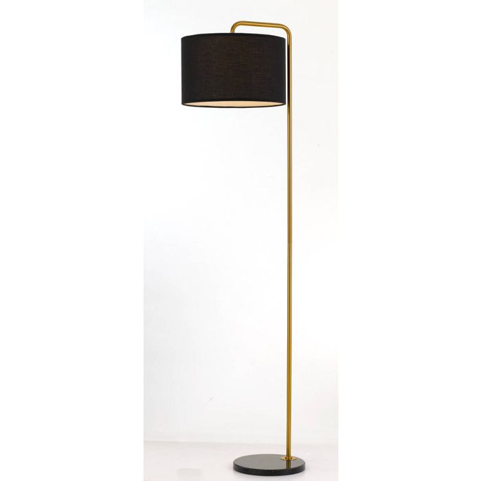 Telbix Ingrid Modern Standing Floor Lamp Light Marble Metal Fabric Black Gold