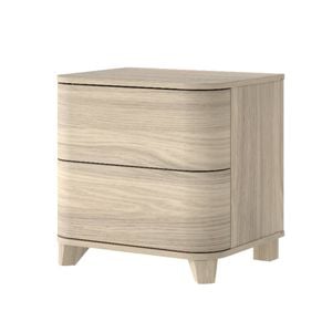 Cosmoliving Arden Natural Oak 2 Drawer Curved Front Bedside Table