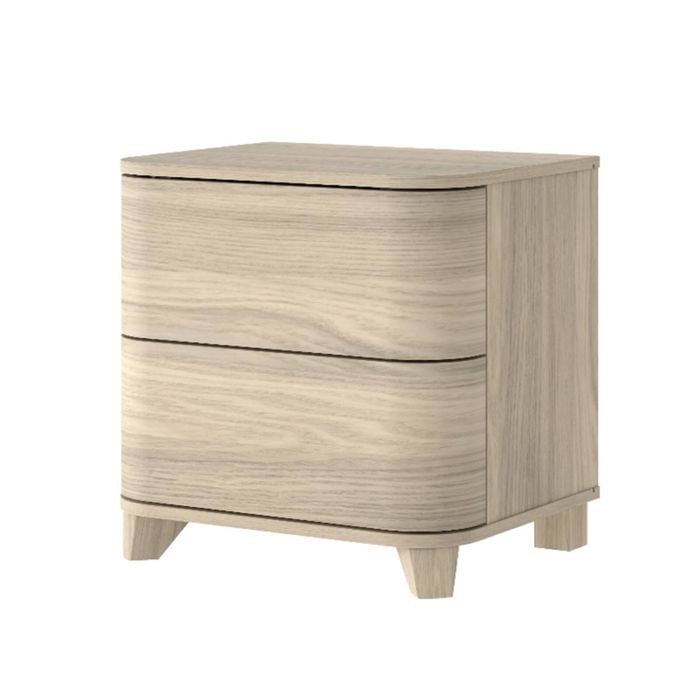 Cosmoliving Arden Natural Oak 2 Drawer Curved Front Bedside Table