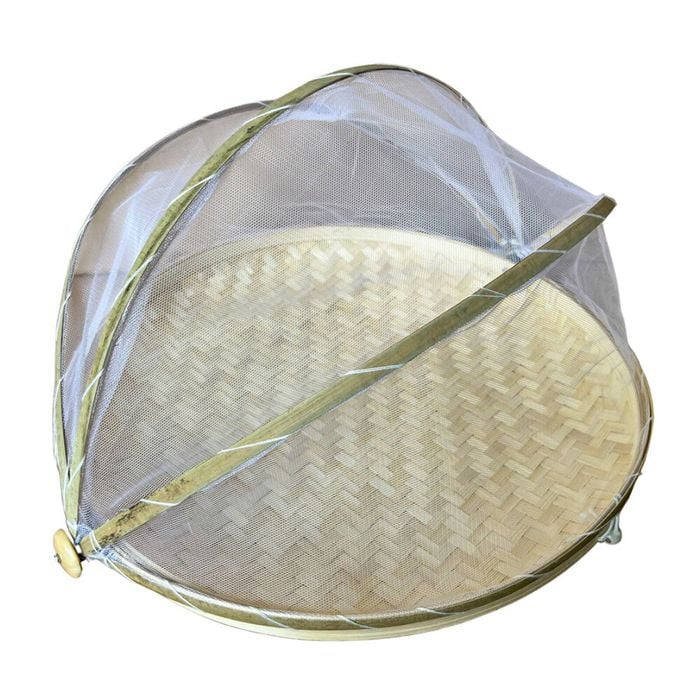 NF Living Mesh & Bamboo Cover 45x22cm Food Wood Tabletop Supplies Collapsible