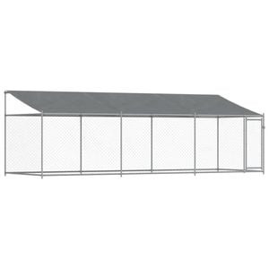 vidaXL Dog Cage with Roof and Door Kennel Animal House Grey Galvanised Steel 6x2x2 m