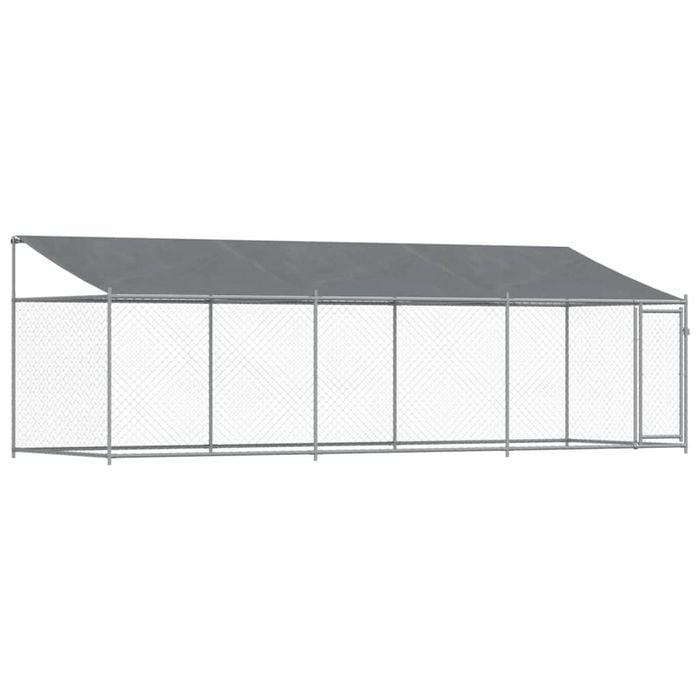 vidaXL Dog Cage with Roof and Door Kennel Animal House Grey Galvanised Steel 6x2x2 m