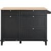 VEVOR 1200x740x830mm Kitchen Island Cart Storage Cabinet Black with Drawer & Trash