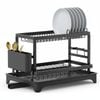 2-Tier Dish Rack with Auto Drain & Rotating Drainer