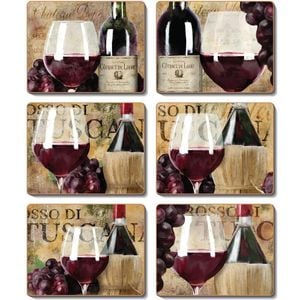 Cinnamon Cork Backed Coasters Set of 6 Old World Wine