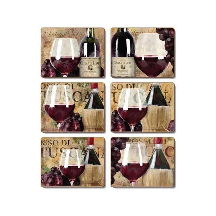 Cinnamon Cork Backed Coasters Set of 6 Old World Wine
