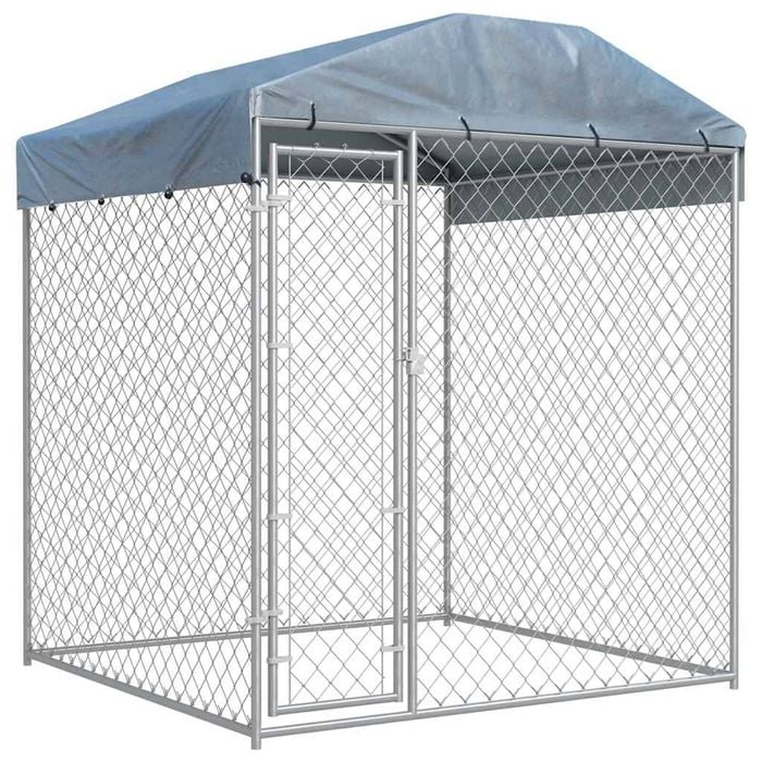 vidaXL Outdoor Dog Kennel with Canopy Top 193x193x225cm Puppy Enclosure Playpen