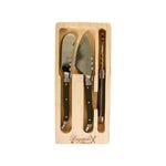 3pc Laguiole Silhouette Mini Cheese Knife Set - Black