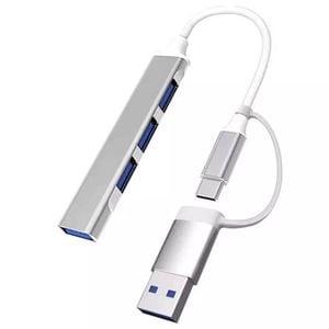 Multi USB 3.0 Hub 4-Port High-Speed Splitter | Slim Compact USB & Type-C Expansion Adapter