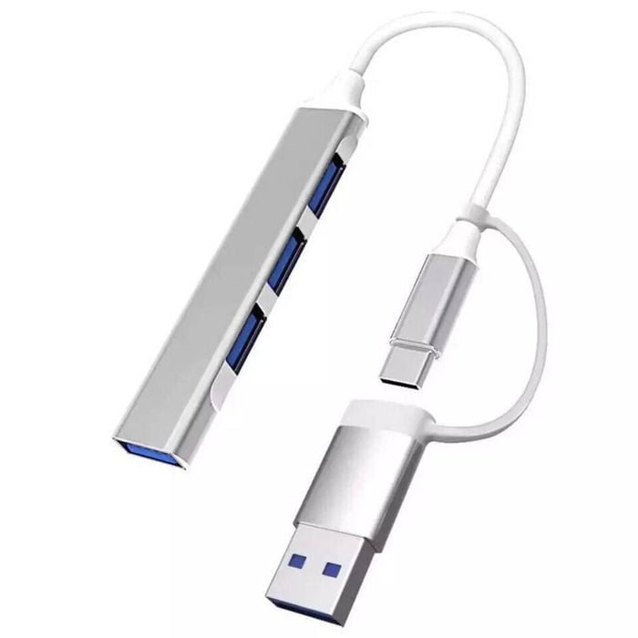 Multi USB 3.0 Hub 4-Port High-Speed Splitter | Slim Compact USB & Type-C Expansion Adapter
