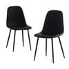 Bribrion X2 Faux Leather Dining Chairs With Black Metal Legs Upholstered Pu Channel Back For Kitchen Restaurant Black