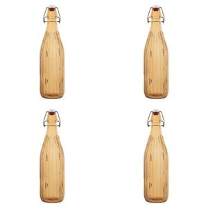 4PK Porto Pop Soda Lime Glass Bottle 30.5cm/900ml - Groove Tangerine