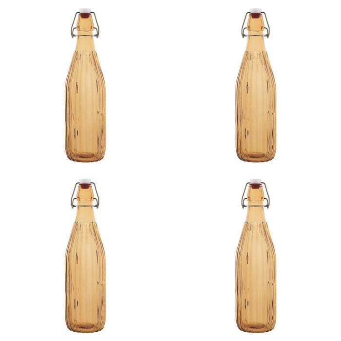 4PK Porto Pop Soda Lime Glass Bottle 30.5cm/900ml - Groove Tangerine