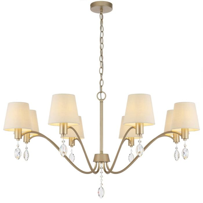 Telbix Malvern Vintage Pendant Hanging Lamp Light Metal Crystal Fabric Antique Silver Satin