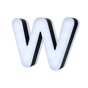 Lit Up 3D Led Letter W Illuminated Opal Acrylic 100mmHx92mmWx23mmD