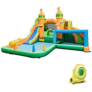 Costway Inflatable Water Park Wet Dry Combo Bounce House W/680w Blower
