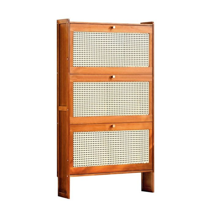 Lauft Slim Shoes Cabinet Storage Rack Flip Door 3 Tier Thin Shoe Rack Organizer