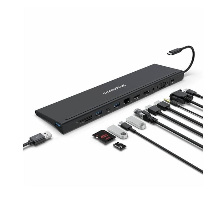 Simplecom Chn622 Usb-c 12-in-1 Multiport Docking Station Laptop Stand Dual Hdmi + Vga Triple Display Gigabit Lan