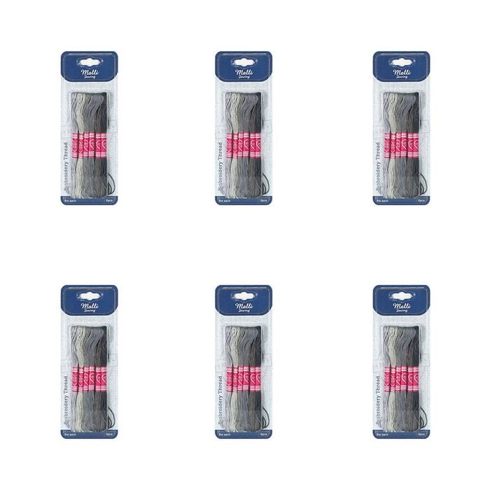 6x 6pc Malli Grey 8m  Sewing Embroidery Cross-stitch Thread