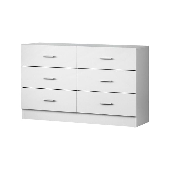 Oikiture 6 Chest of Drawers Dresser Lowboy White