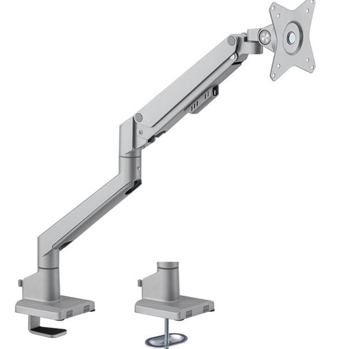 Brateck Single Gas Spring Monitor Arm 17–32" 9kg Vesa - Silver