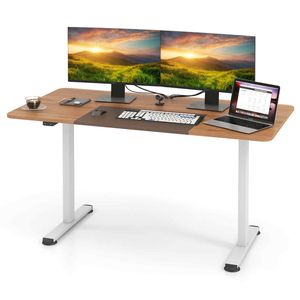 Costway 1.4 x 0.7M Electric Standing Table Motorised Computer Desk Oak