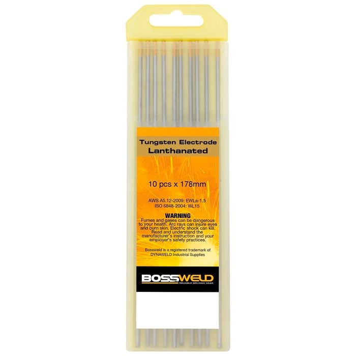 Bossweld 1.6mm Lanthanated Tungsten Electrode - 10 Pack
