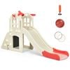 Costway Kids Slide Sets Indoor Play Center With Basketball Hoop Pink