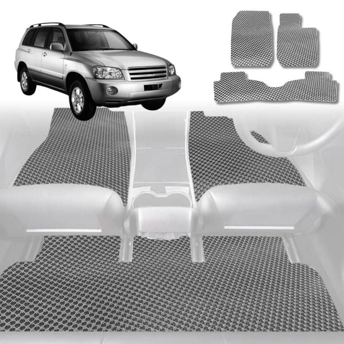 6D Diamond Car Floor Mats for Toyota Kluger (XU20)2001-2007-Full Set-Grey-Outback GT