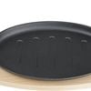 Steak Sizzle Plate Cast Iron Sizzling Platter Serving Plate Wooden Base + Handle