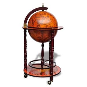 vidaXL Solid Eucalyptus Wood Globe Bar Wine Stand Drink Liquor Cabinet Storage