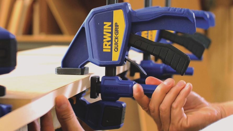Piece of timber being clamped