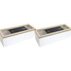 2PK LVD MDF/Glass 24cm Coffee Box Home/Kitchen Organiser Small - White/Natural