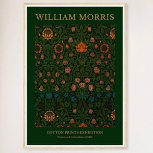 Galrie William Morris Cotton Prints Exhibition Artwork Violet and Columbine (1883) Home, Wood Frame, A3 30 x 42cm (12 x 16inch)
