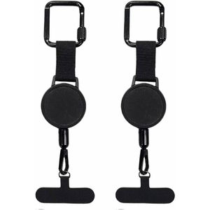 Anti-theft Phone Cord - Set of 2 - Retractable - With Belt Clip - Safety Cord for Smartphone - Black