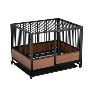 P&p Black Wood Grain Cat Breeding Cage Stackable Rolling Pet Enclosure Unit