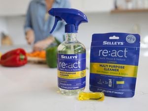 A close up of the Selleys re:act products on a kitchen benchtop.