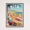 Galrie Charming Vintage Travel Poster of Nice French Riviera Art Print Home Décor, Black Frame, 70 x 100cm (28 x 40inch)