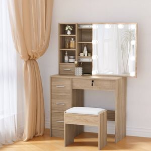 Artiss Dressing Table Stool Sliding Wood